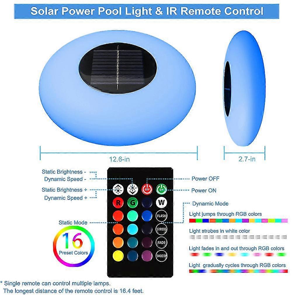 Solar Water Floating Light Outdoor Waterproof Pool Light Colorful Led Water Surface Floating Light-9.8/12.6in