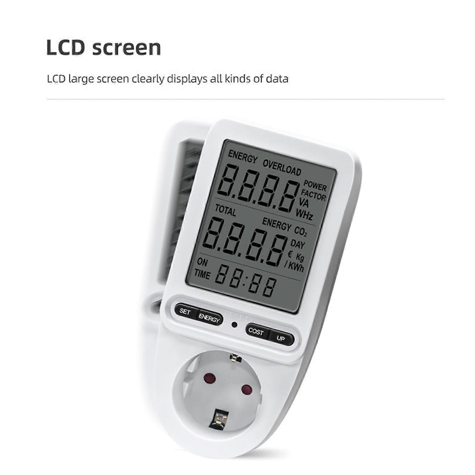 Watt Meter Power Meter Plug LCD Electricity Usage Monitor Electrical Power Consumption Watt Meter Tester 230V