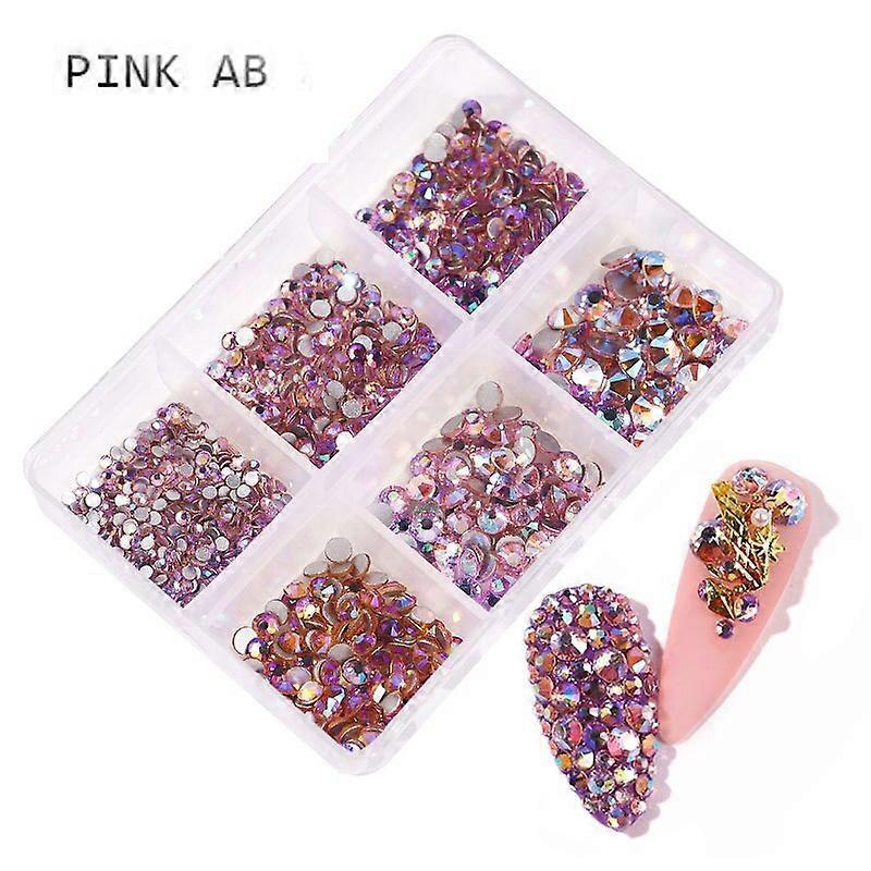 1 Box Crystal Nail Art Rhinestone Gold Silver Clear All Color Flat Bottom Mixed Shape DIY Nail Art 3D Decoration In 6cell pot