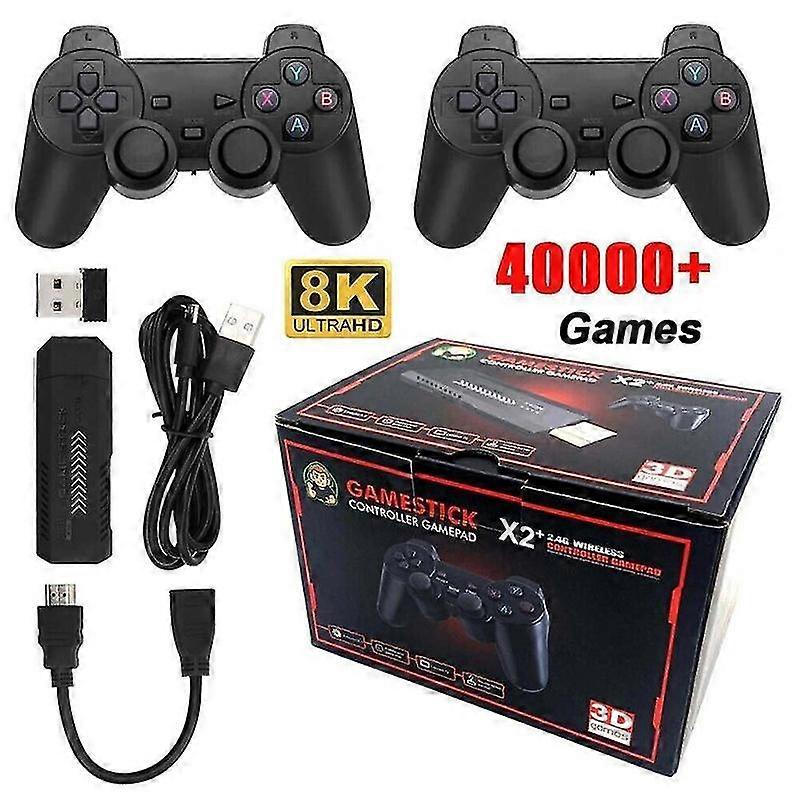 X2 Plus Game Stick Retro Console Double Wireless Controller 128gb 40000+jeux