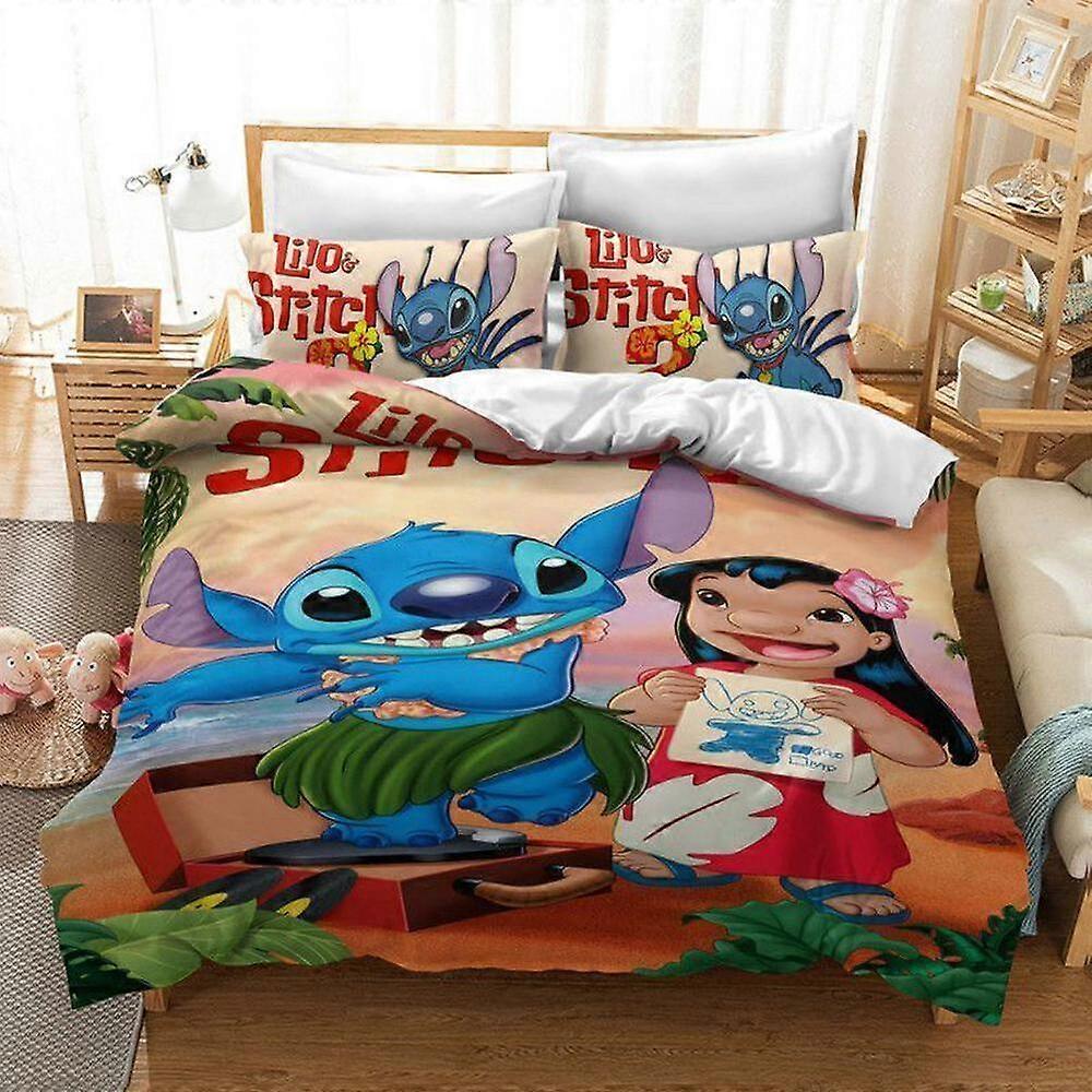 v401 Bed Sheets Lilo & Stitch Quilt Duvet Cover Set Bedclothes Queen Super  Bed Linen3-Piece Bedding Set (1 Duvet Cover + 2 Pillow Shams) Bed Sheets g