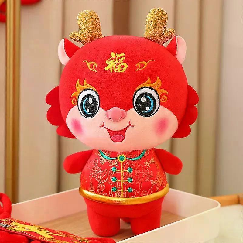 دمية أفخم التنين على الطراز الصيني بدلة تانغ لعبة أفخم التنين لينة جميلة زخرفة أريكة هدية رأس السنة الجديدة لعام 2024 لوقت اللعب