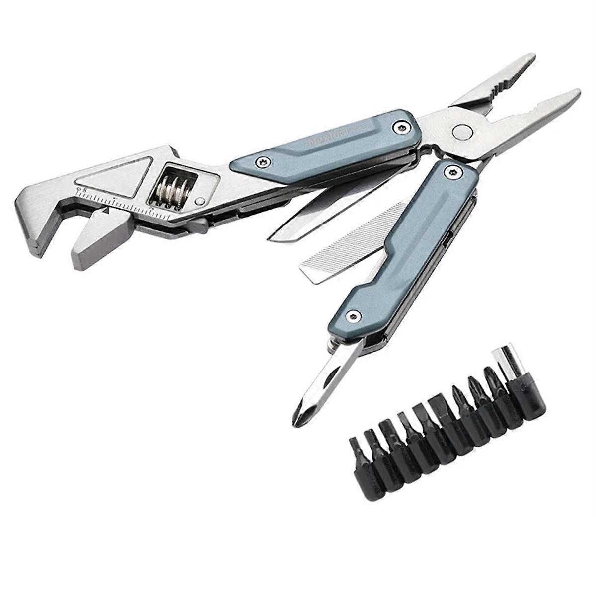 Light Wrench Multi-Tool Folding Pliers, Multi-Functional Spanner, Screwdriver for Outdoor Camping, EDC Hand Tool