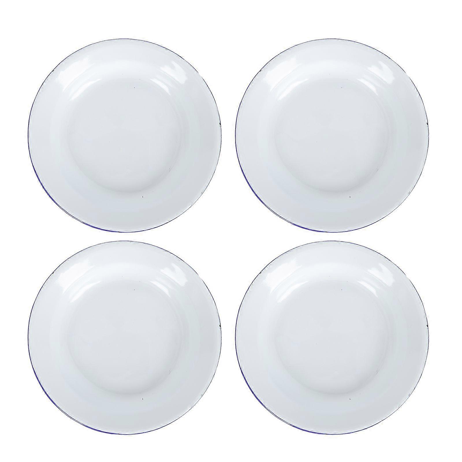 4 Sztuk Talerze Emaliowane Dekoracyjne Emaliowane Naczynia Spożywcze Styl Retro Owoce Talerze Do Domu Hotelowego