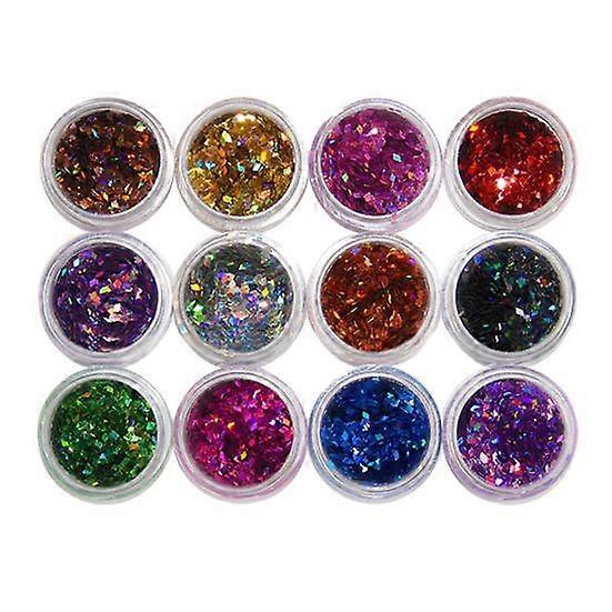 12 Colors Nail Art 3D Rhombus Glitter Shape Sequins Powder Nails Tip Decoration