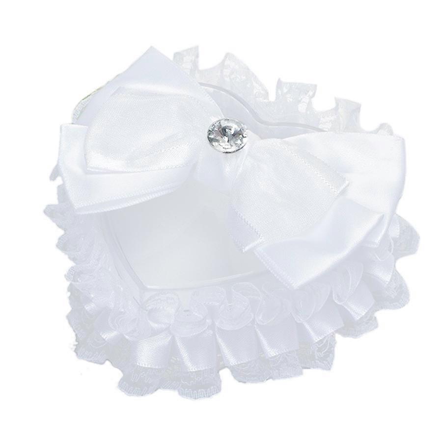 Lovely White Heart Shaped Wedding Ring Pillow