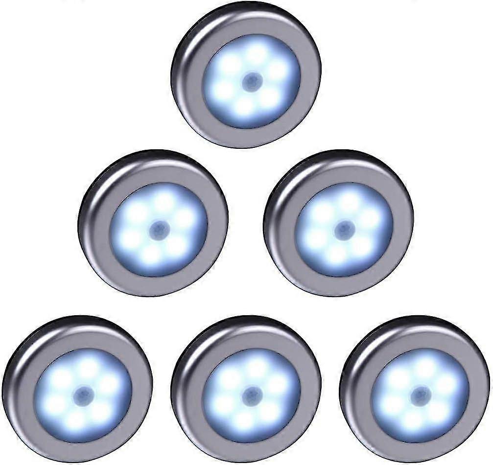 Wireless Motion Sensor Led Light For Closet, Stairs, Hallway, Kitchen, Bedroom (6pcs) (silver Shell (white Light))