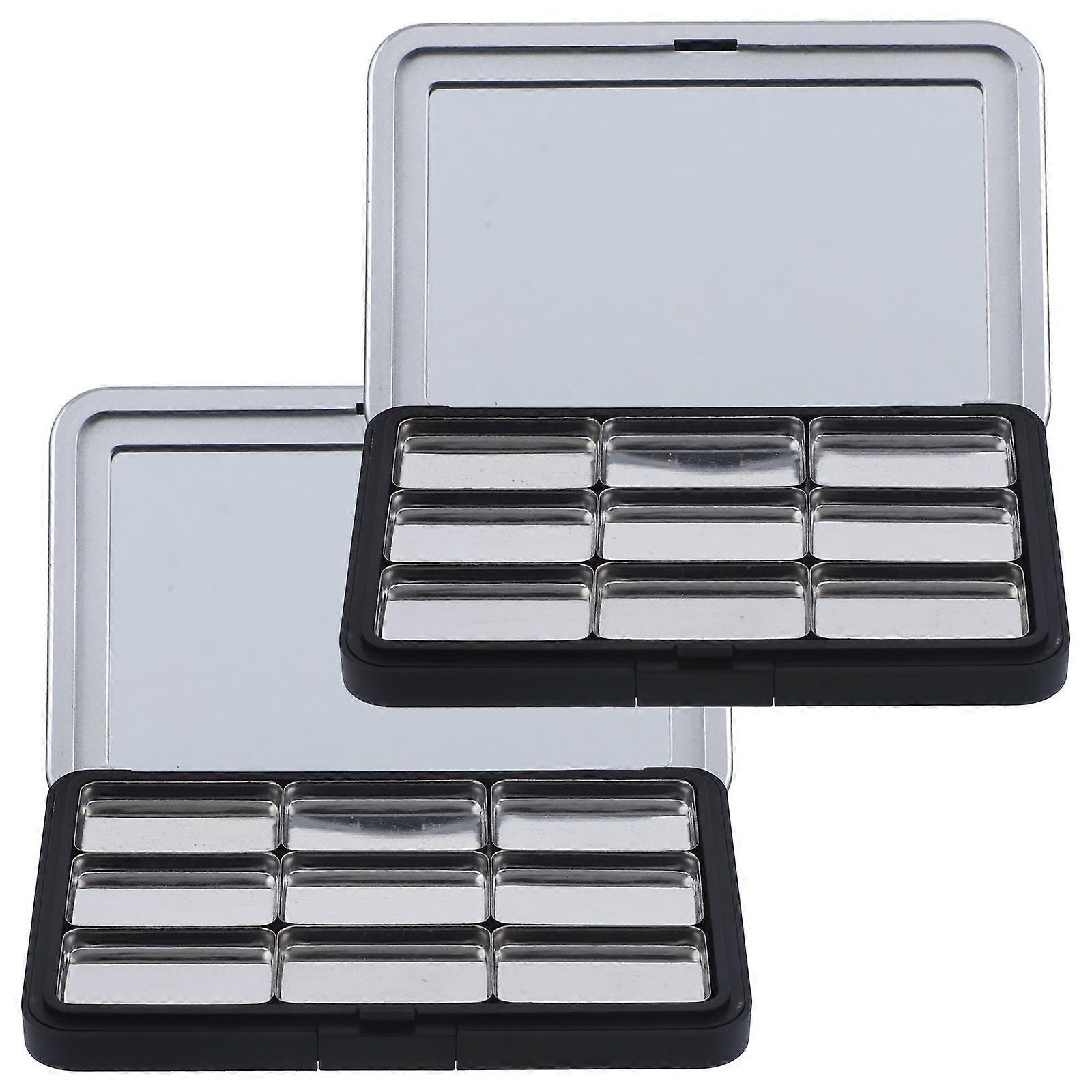 2 Sets Empty Eyeshadow Cosmetic Palette Portable Blusher Palette Lipstick Tray