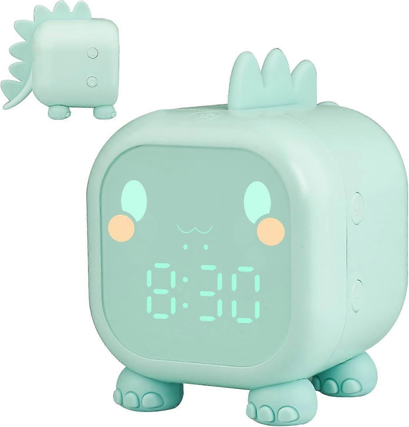 Children's alarm clock digital, dinosaur alarm clock with night light snooze timer temperature children sleep trainer, alarm clock for children bedroo