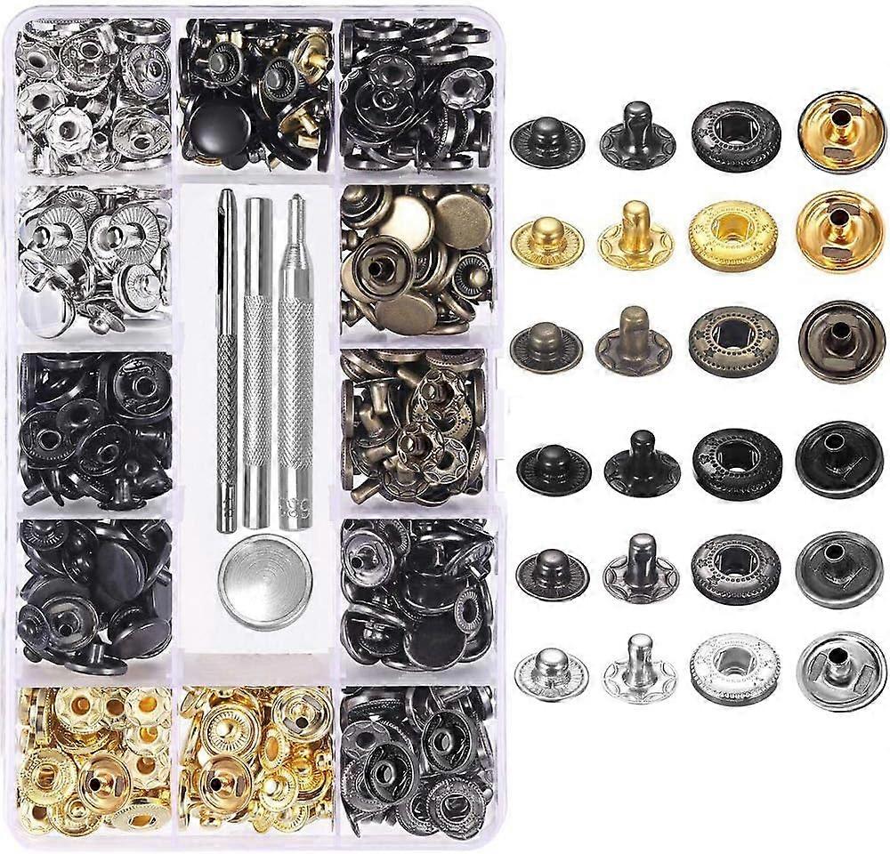 Solid Brass Heavy-Duty Snap Fasteners for Leatherworking and Crafting