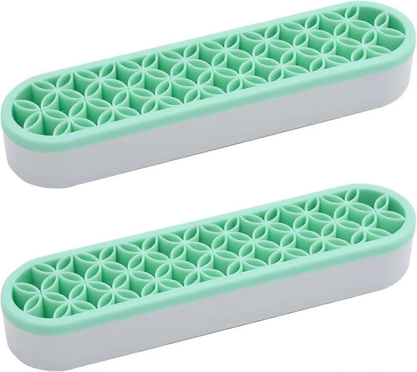 2 PCS Green Silicone Makeup Brush and Cosmetic Storage Boxes