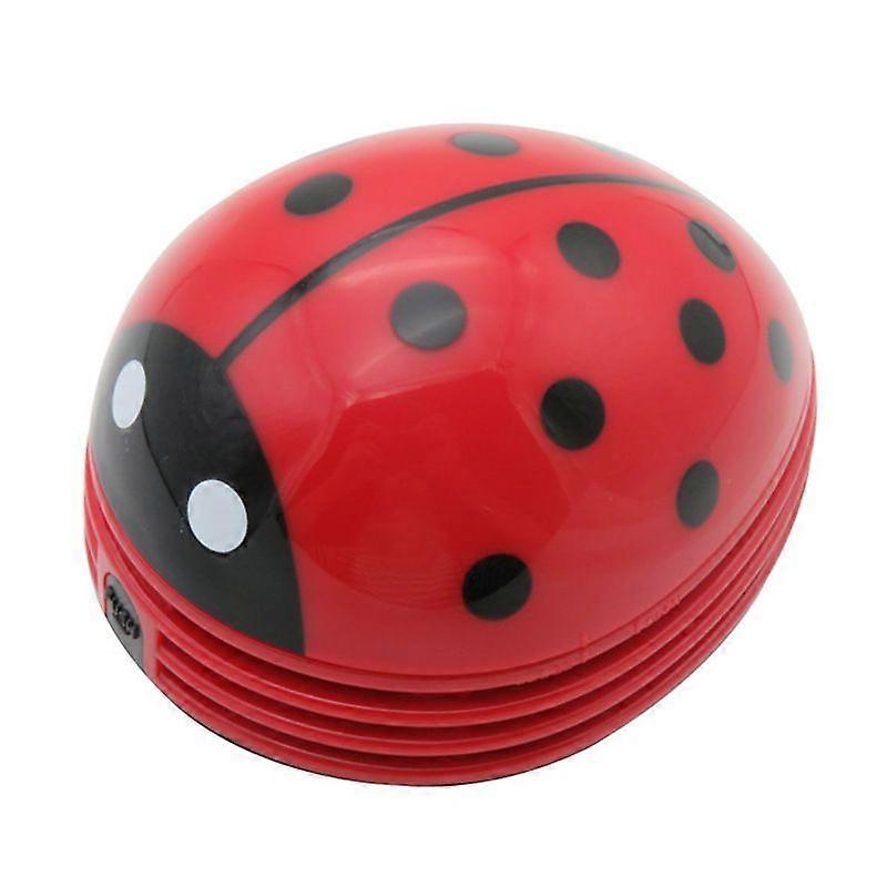 Cute Shape Mini Desktop Beetle Vacuum Cleaner, Mini Keyboard Desk Cleaner Ladybug Duster, Red