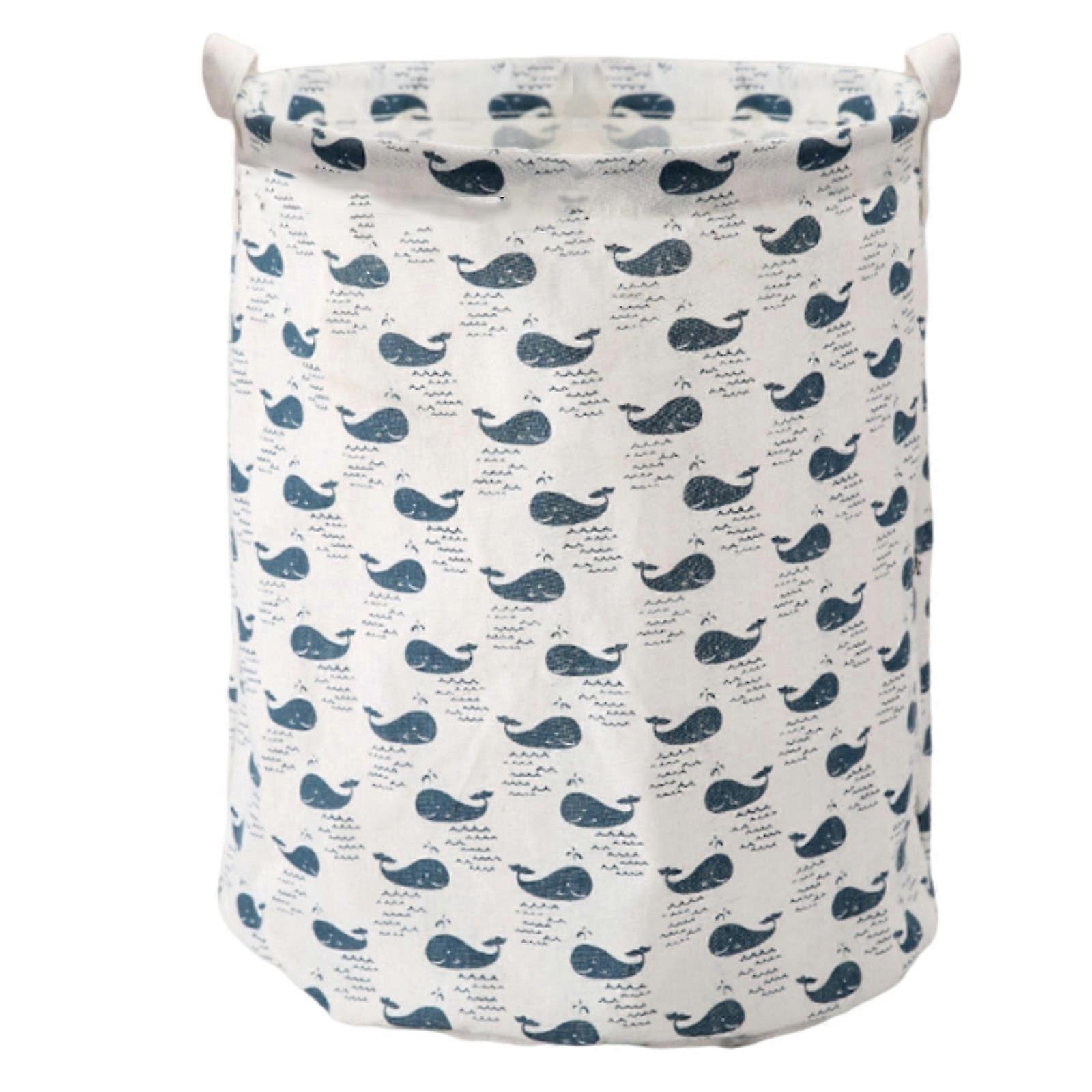 33x35 Foldable Cotton Linen Storage Basket with Cute Printing for Laundry or Desktop Organization