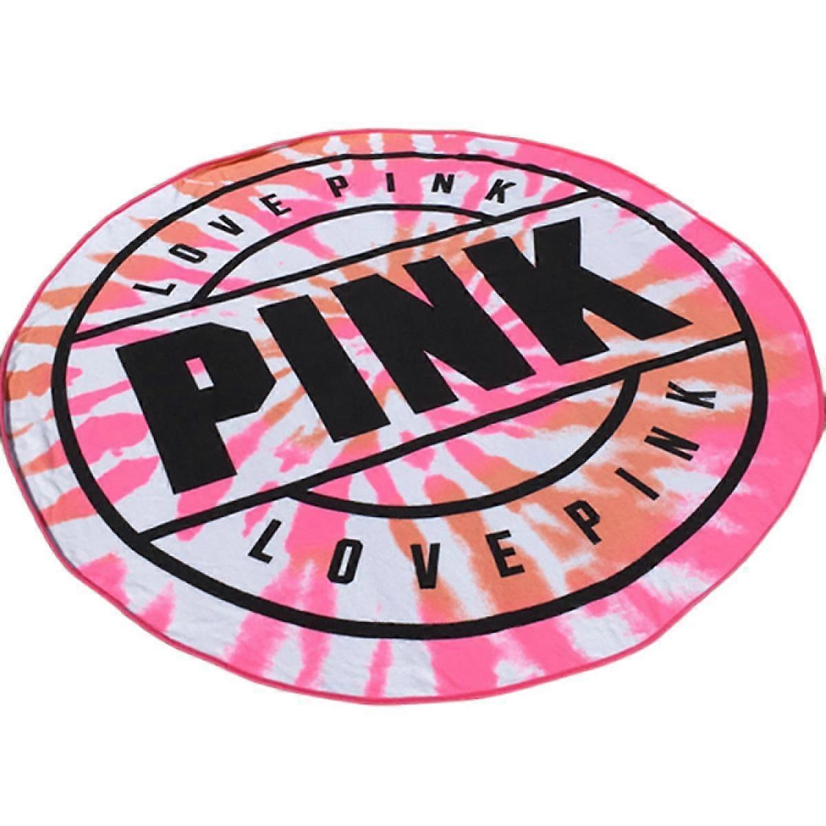 Oversized Round Render Blanket Microfiber Soft Water Absorbent Beach Blanket Circle Towel Table Rug with Tassels 59 inch, Pink