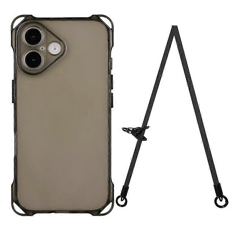 Compatible For iPhone 16 TPU Case Four Corner Drop-Proof Back Cover with Long Strap