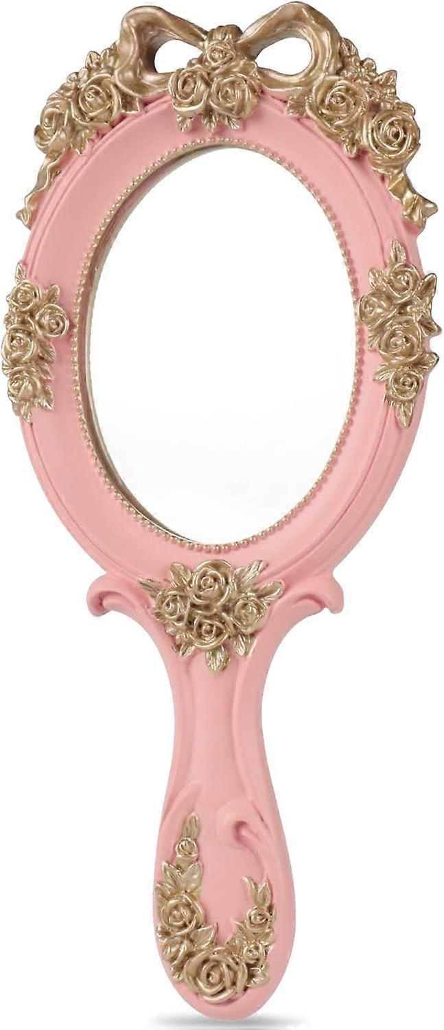 Miroir à main de maquillage Miroir à main de voyage rétro, Miroir de maquillage Blue Rose Girl résine matériau miroir à main rond