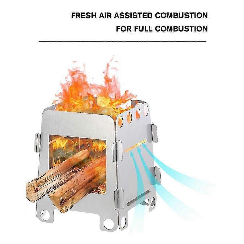 الفولاذ المقاوم للصدأ حرق الخشب للطي التخييم موقد خفيفة الوزن التخييم المشي لمسافات طويلة