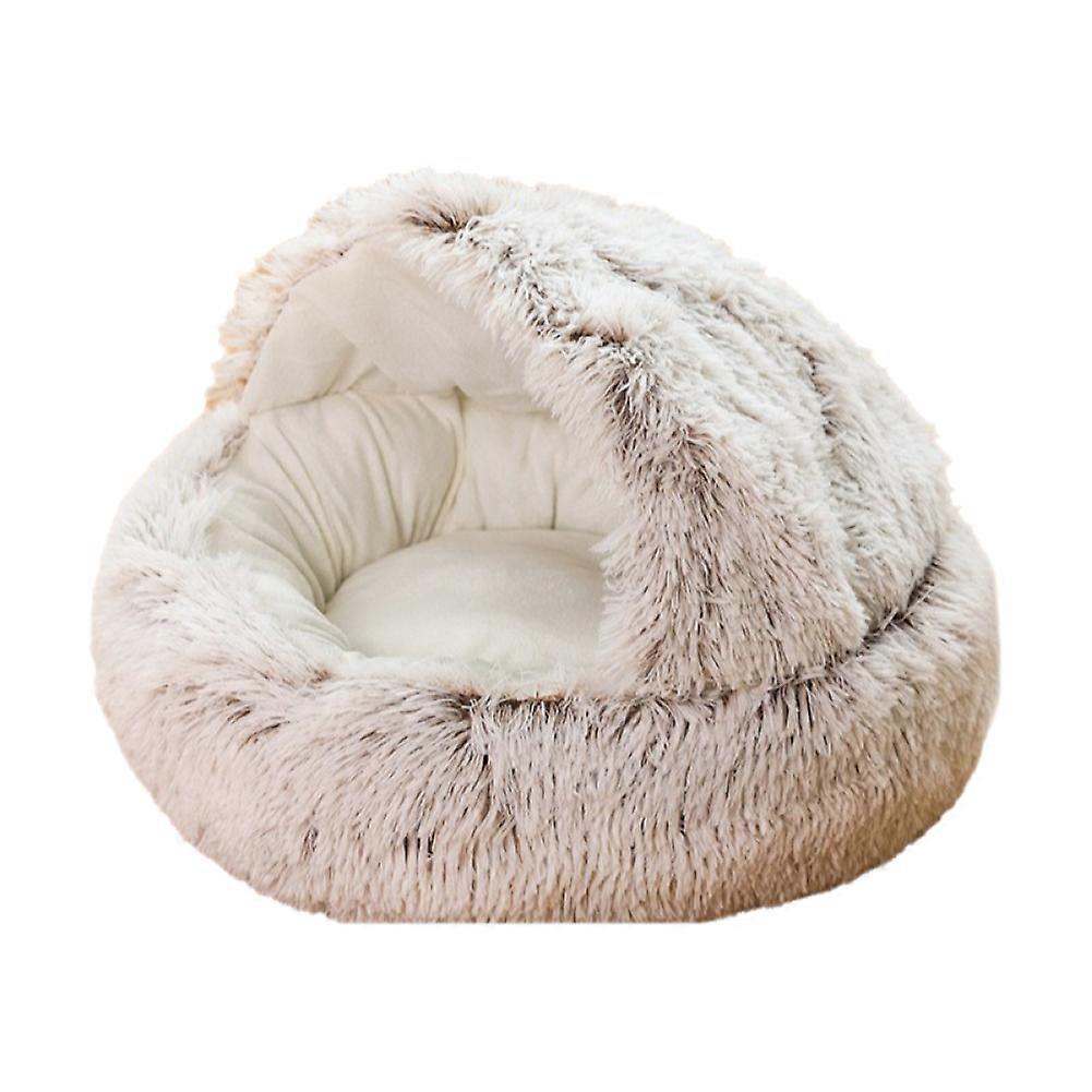 Fluffy Cat Bed, Round, Soft Plush, Den With Hood, Cat Bed, For The Winter, Warm, Sleeping Pillow, Non-slip, Machine Washable, For Cats And Puppi