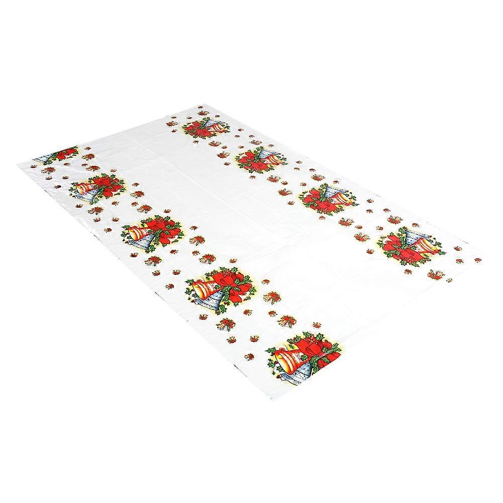 Christmas PVC Disposable Tablecloth For Kitchen Table Protector With Bells Pattern Xmas Party Cover
