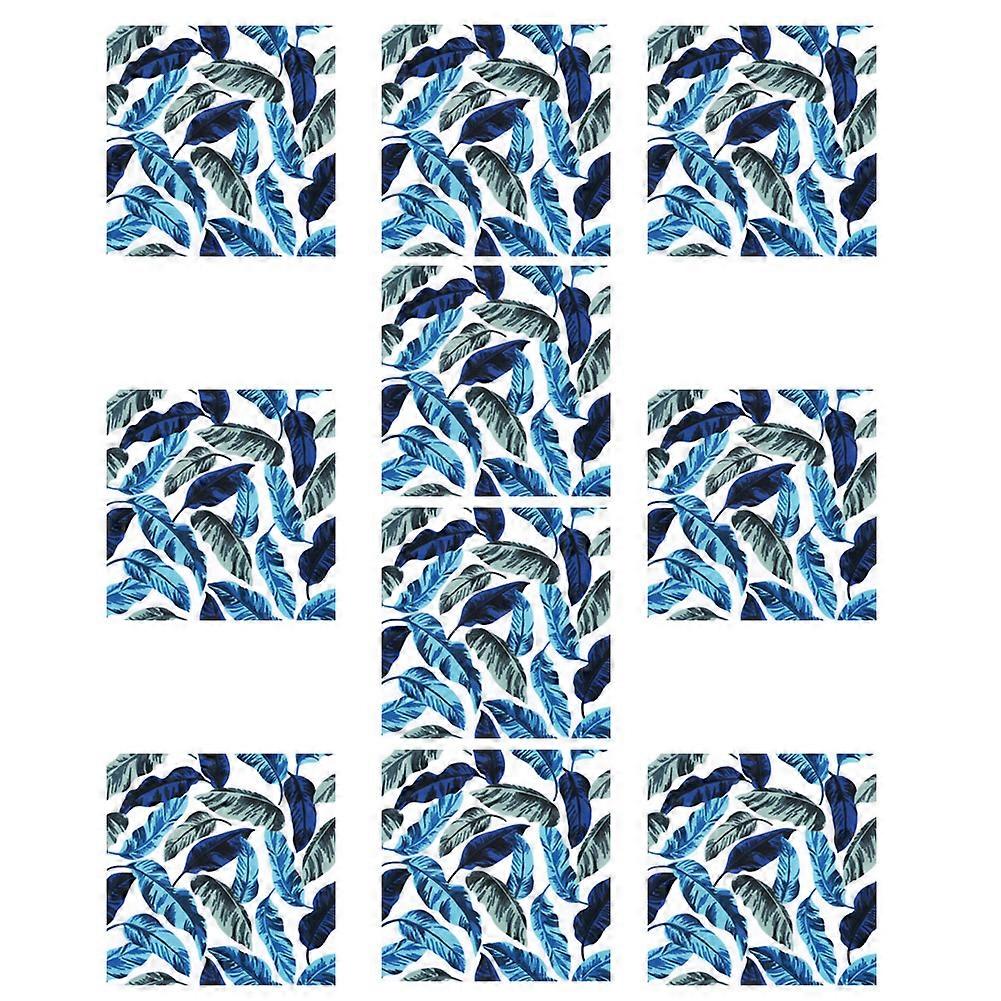Leaves Pattern Tile Sticker  Non-Slip Bathroom Kitchen Floor Wall Stickers 10x10cm