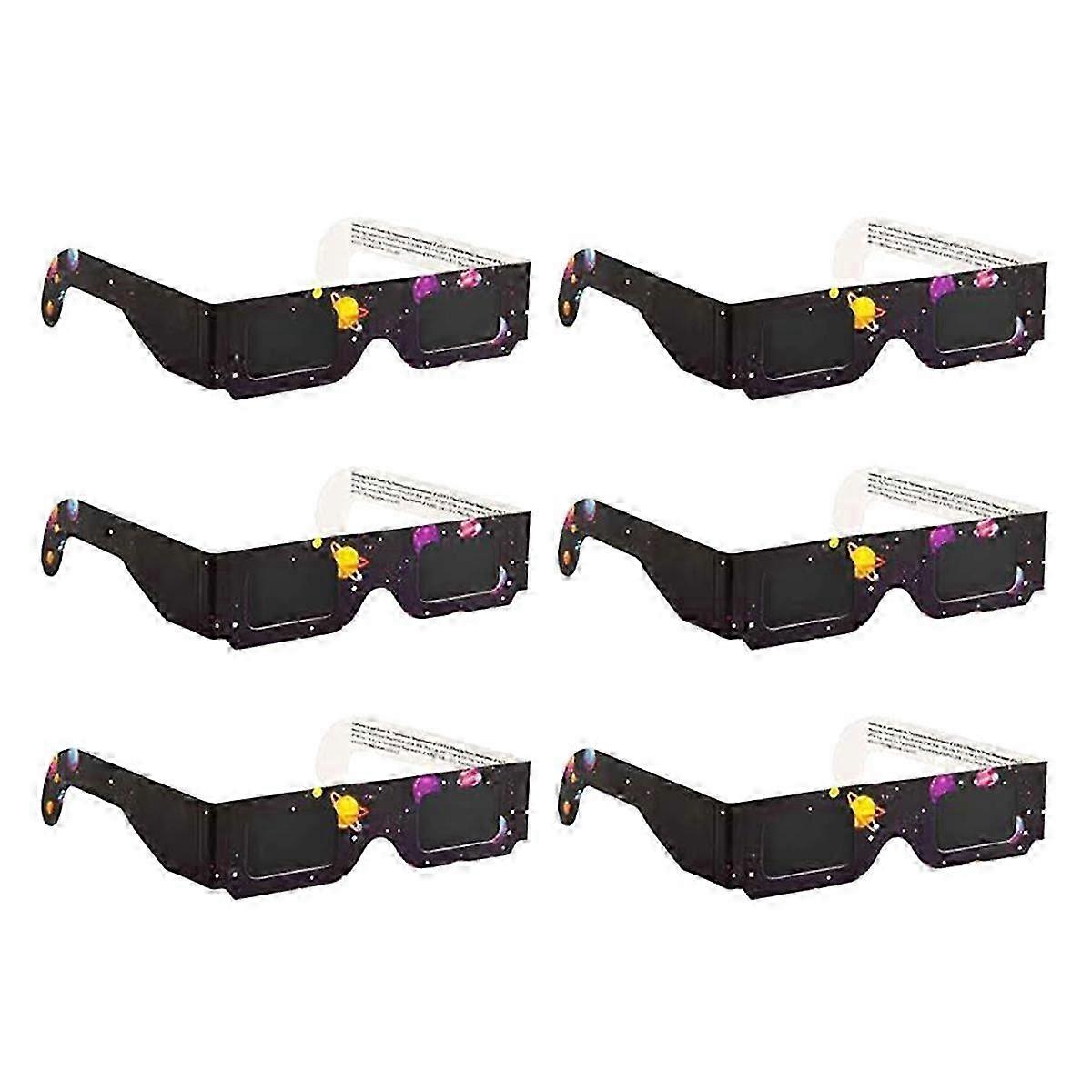 6-Pack Paper Solar Eclipse Glasses Safe Solar Shades for Direct Sun Viewing