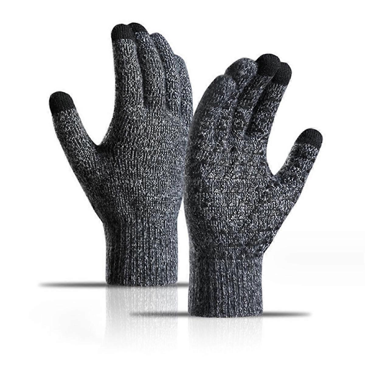Winter Cold Proof Knitted Gloves Warm Plush Thickened Full Finger Gloves