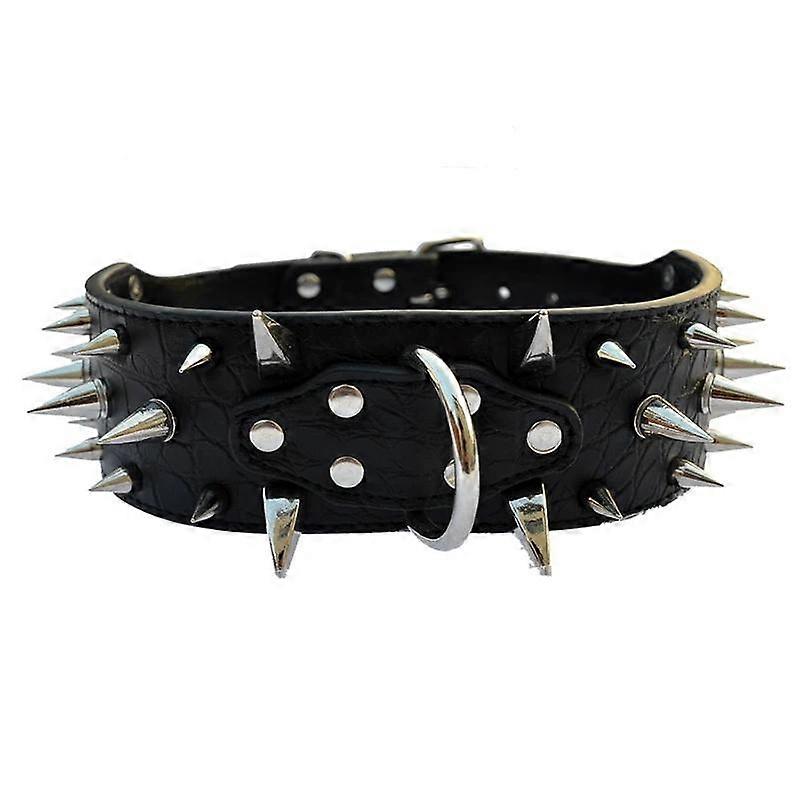 Adjustable Wide Dog Collar Rivet PU Leather Medium Large Dogs Collars Durable Neck Protection Adjustable Pet Necklace