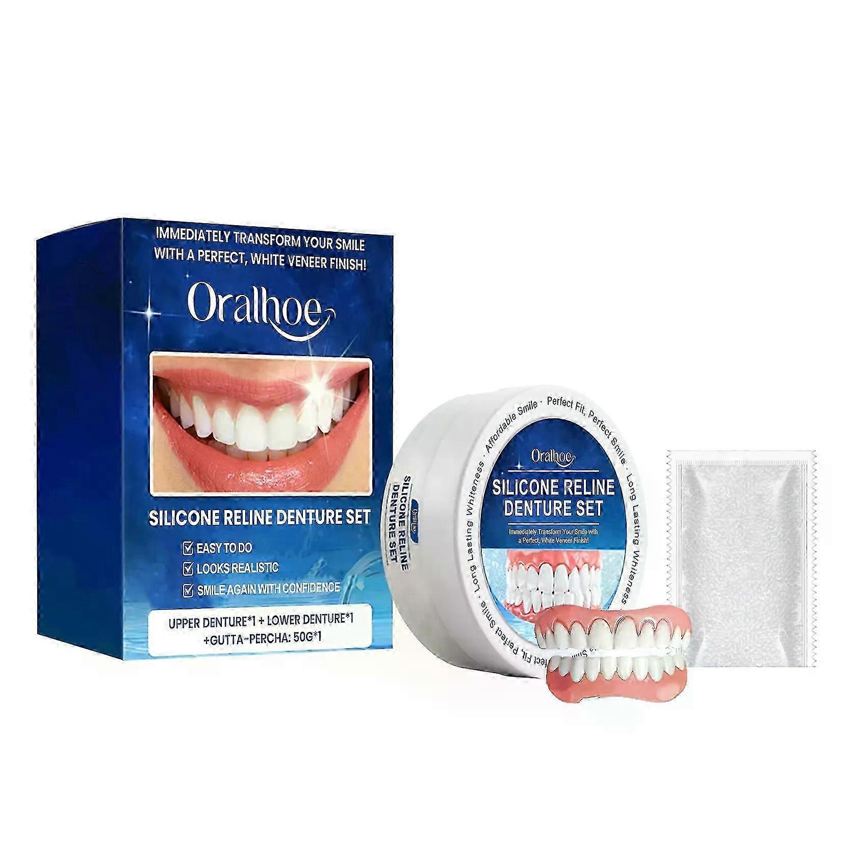 Silicone Reline Denture Set, Denture Silicone Reline Kit for Dentures, Soft Denture Reline Kit for Men and Women, Unisex Denture Reline Kit is Suitabl