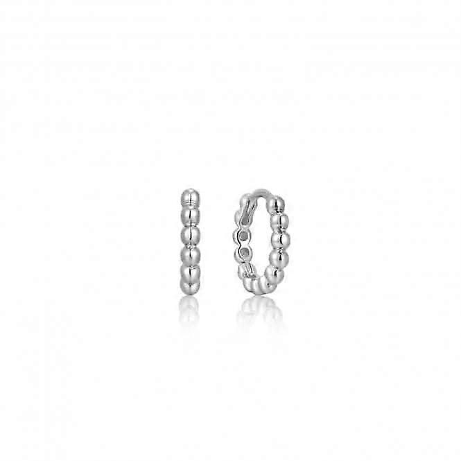 Silver Orb Huggie Hoop Earrings E045-03H