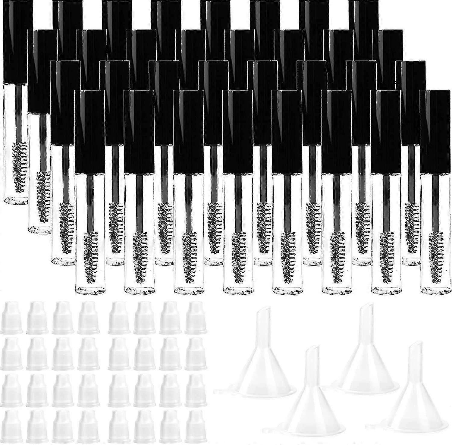 32 Pack 10ml Empty Mascara Tube With Eyelash Wand, Eyelash Cream Container Bottle With Rubber Inserts And Funnels For Castor Oil, Diy Cosmetics