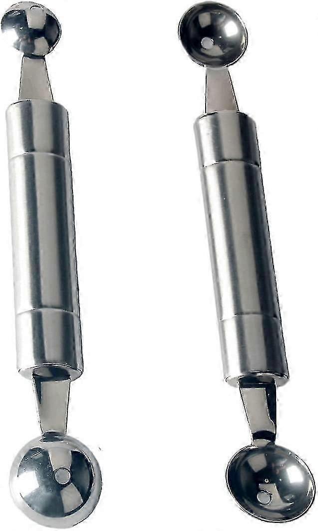 Stainless Steel Double-headed Melon Baller (silver) (2pcs)