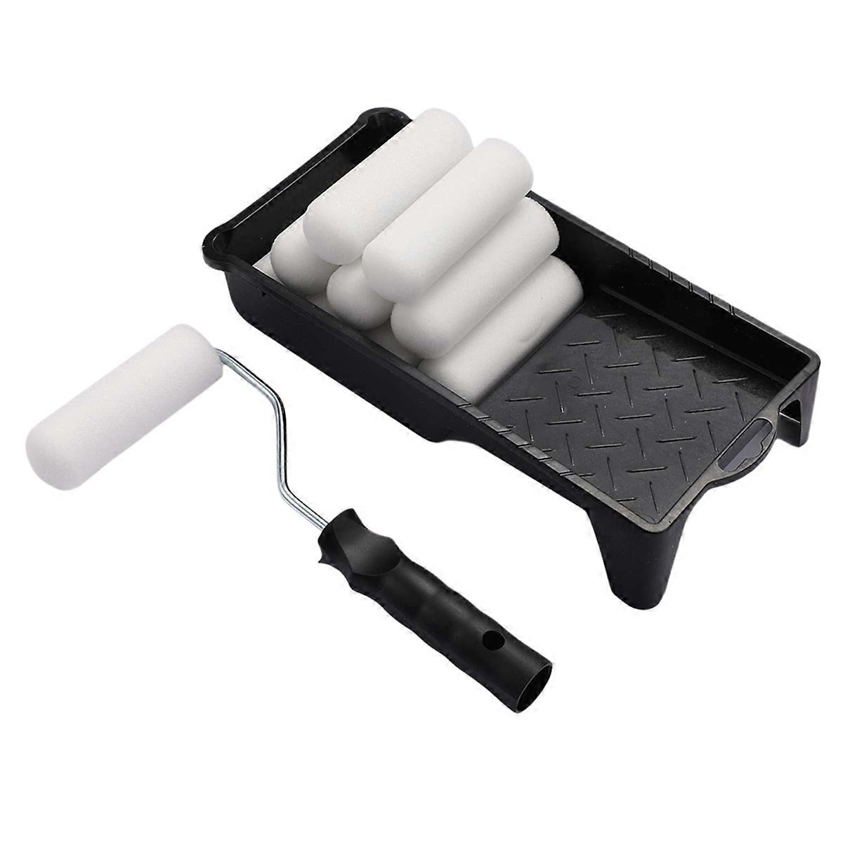 4inch Foam Paint Roller, Roller Frame with Mini Paint Roller Cover Replacement with Foam Covered End