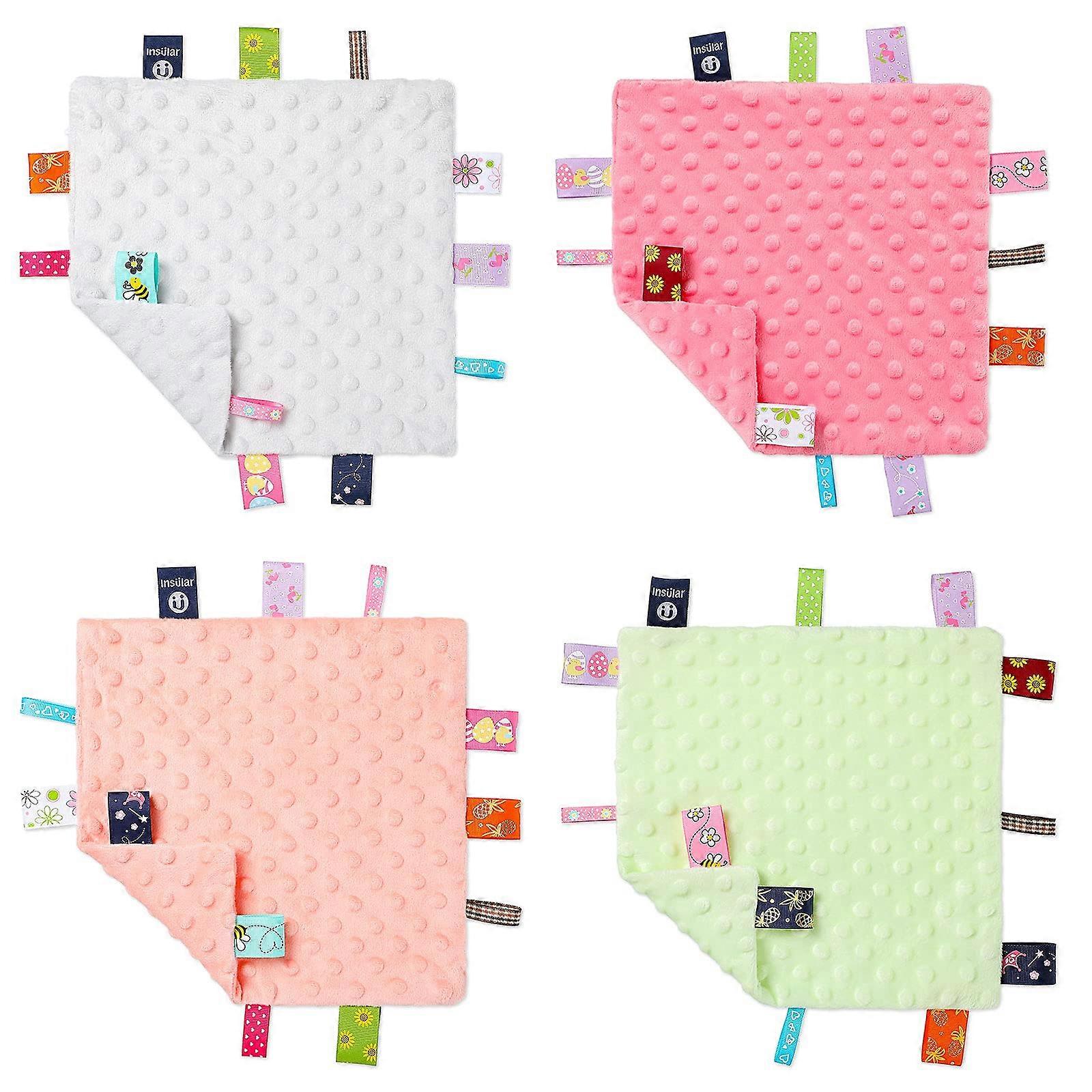 Animal Themed Plush Sensory Blankets - 4 Pack, 9.5" x 9.5"