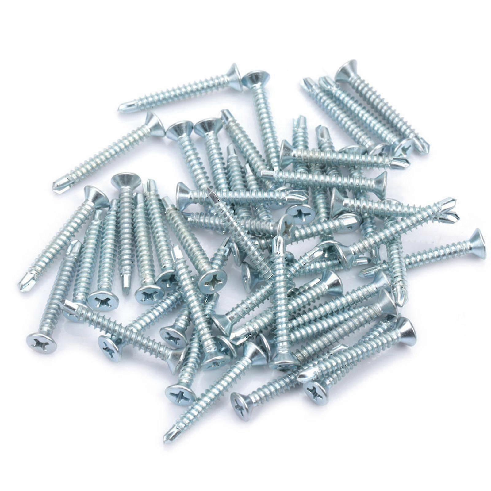 50pcs M4.2*25 Flat Head Self-Drilling Self-Tapping Screws Set
