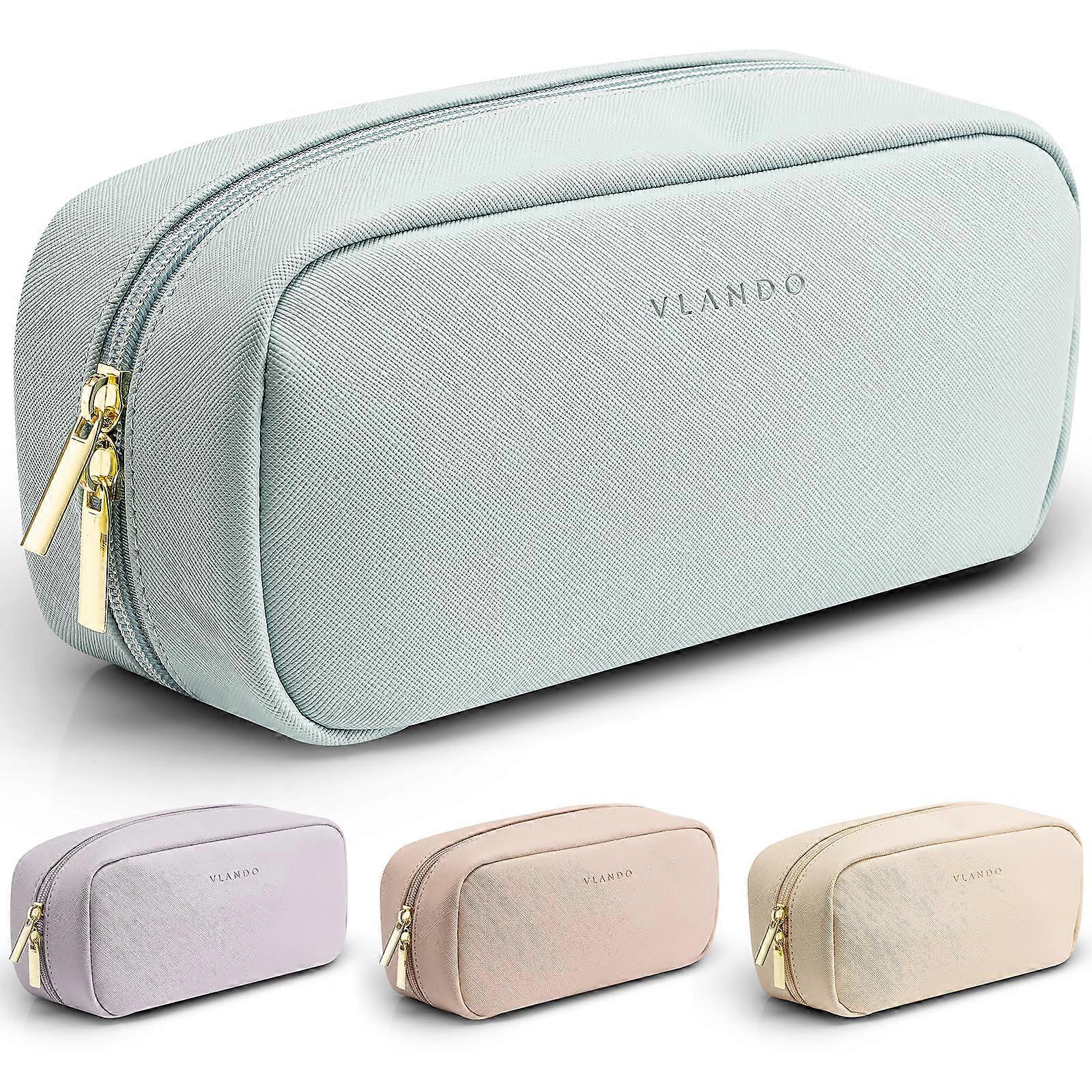 Makeup Bag for Travel Small Size Waterproof Cosmetic Organizer in Black with Multiple Compartments