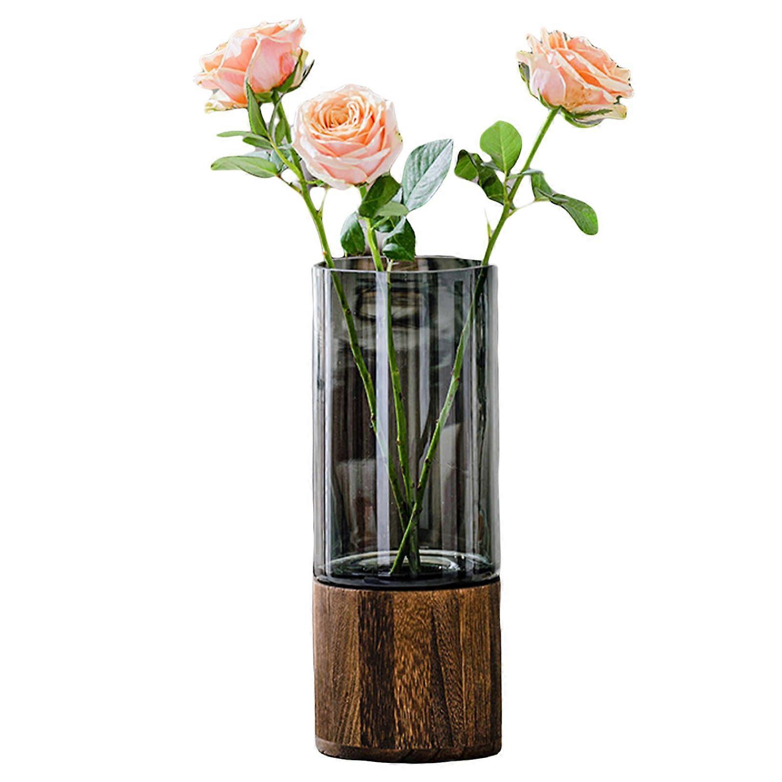 Artistic wooden glass cylindrical classic boho rustic vase for fireplace centerpieces
