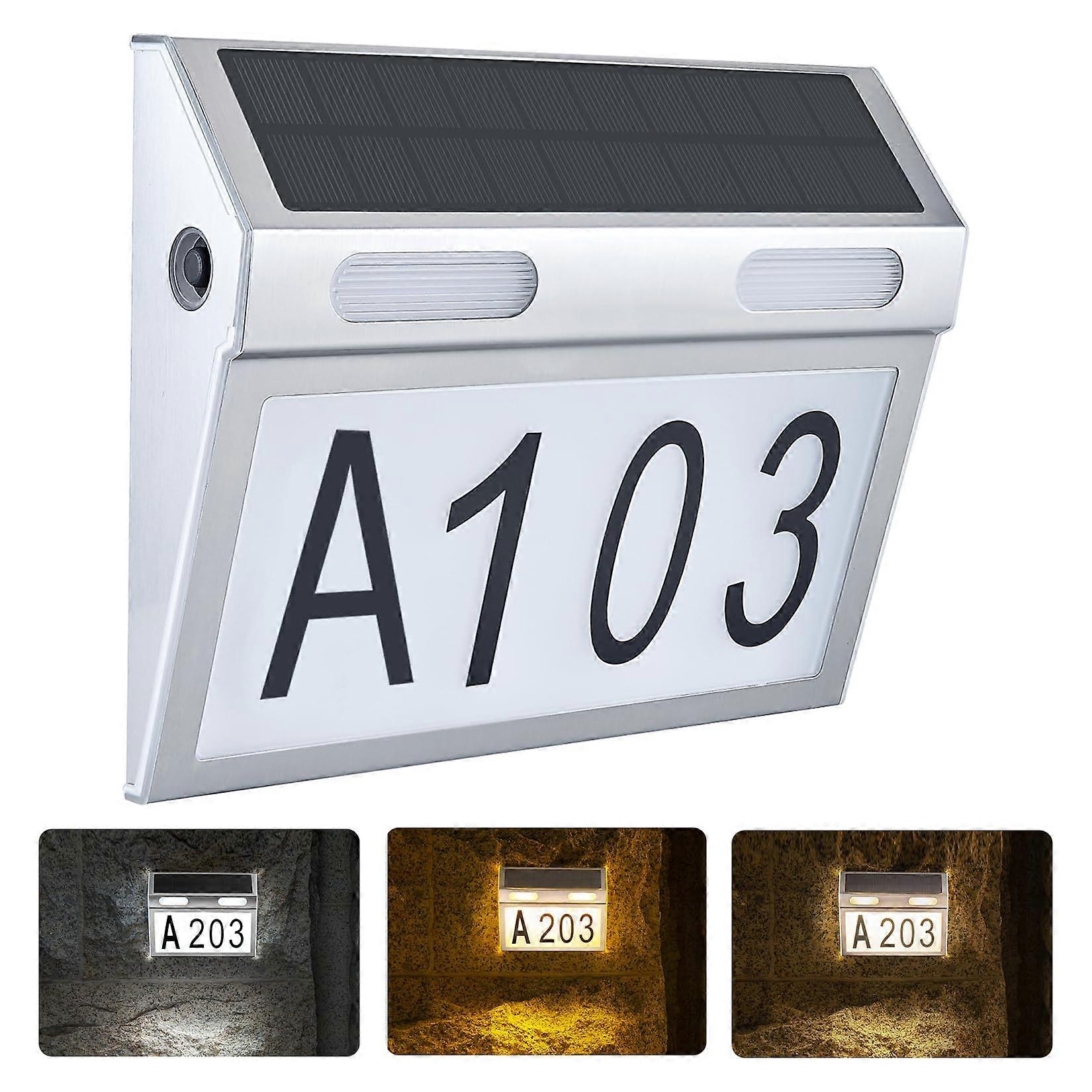 Solar Address Sign with Waterproof LED Lights, Outdoor Metal Plaque for House Numbers, Solar-Powered for Yard and Street Display