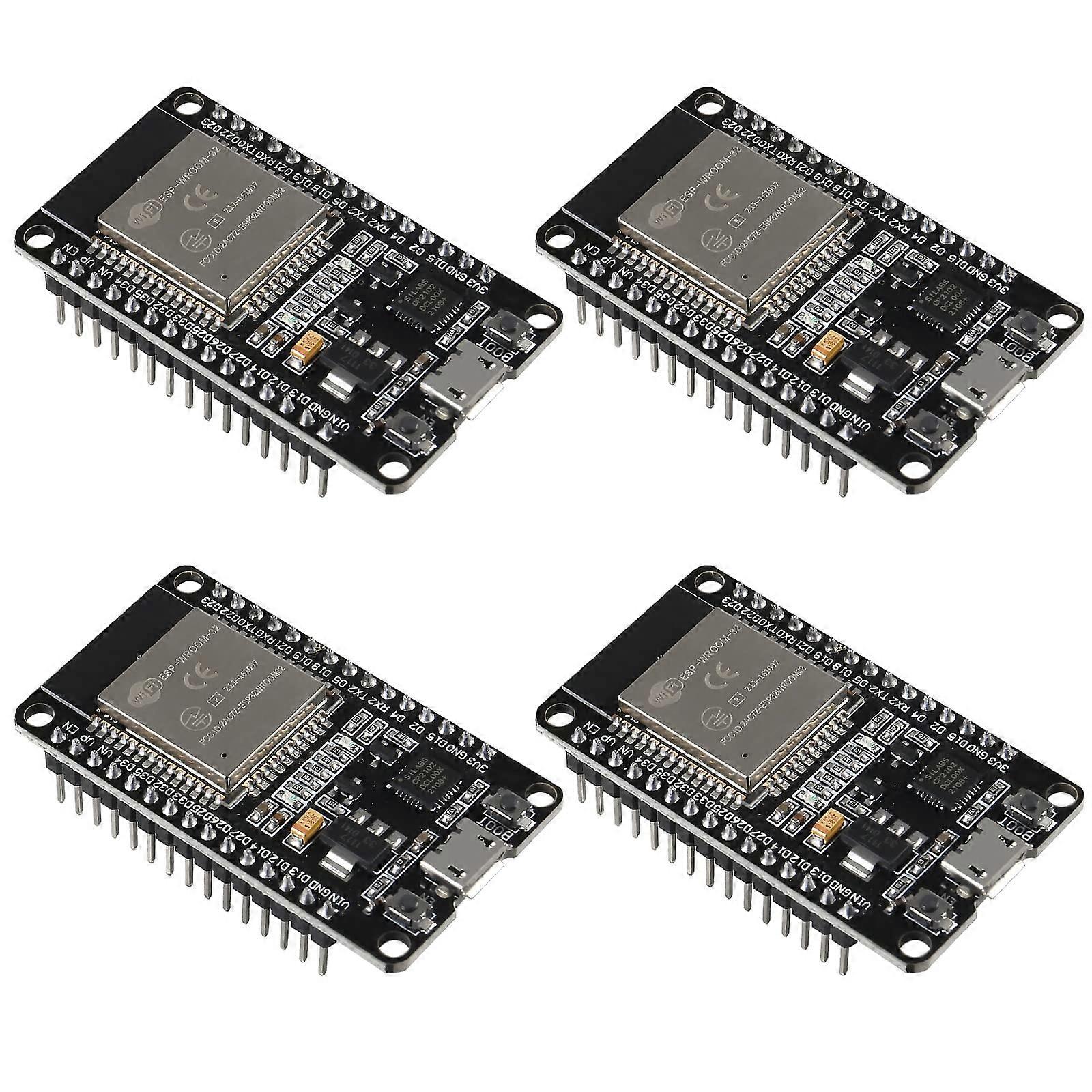 4pcs ESP WROOM 32 ESP32 Development Board 2.4GHz WiFi Dual Cores Microcontroller Integrated with Antenna RF Low Noise Amplifiers Filters 30 P