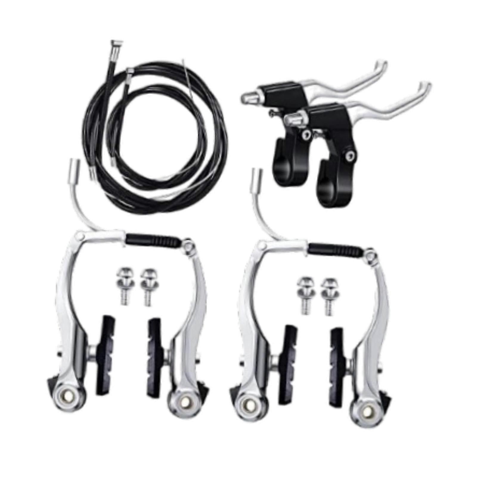 Bicycle brake set with metal lever and cable for outdoor riding