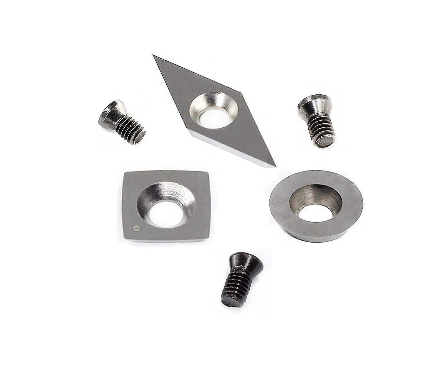 3pcs Tungsten Carbide Cutters Inserts Set for Wood Lathe Turning Tools with Screws, Durable Replacement Parts