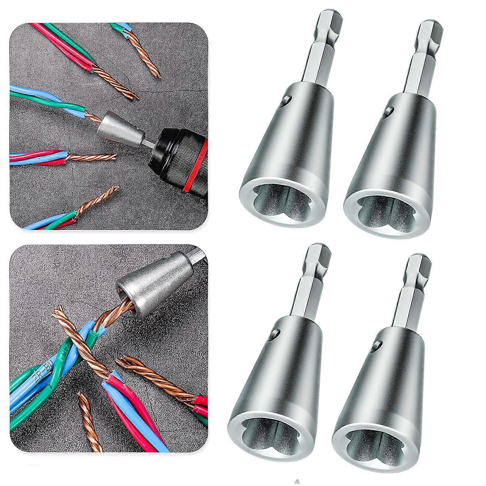 Wire Twisting Tool 6mm Hex Shank for Cables, Cable Twister Connector, 2024 Stripping Tool for Power Drill, 4-Pack