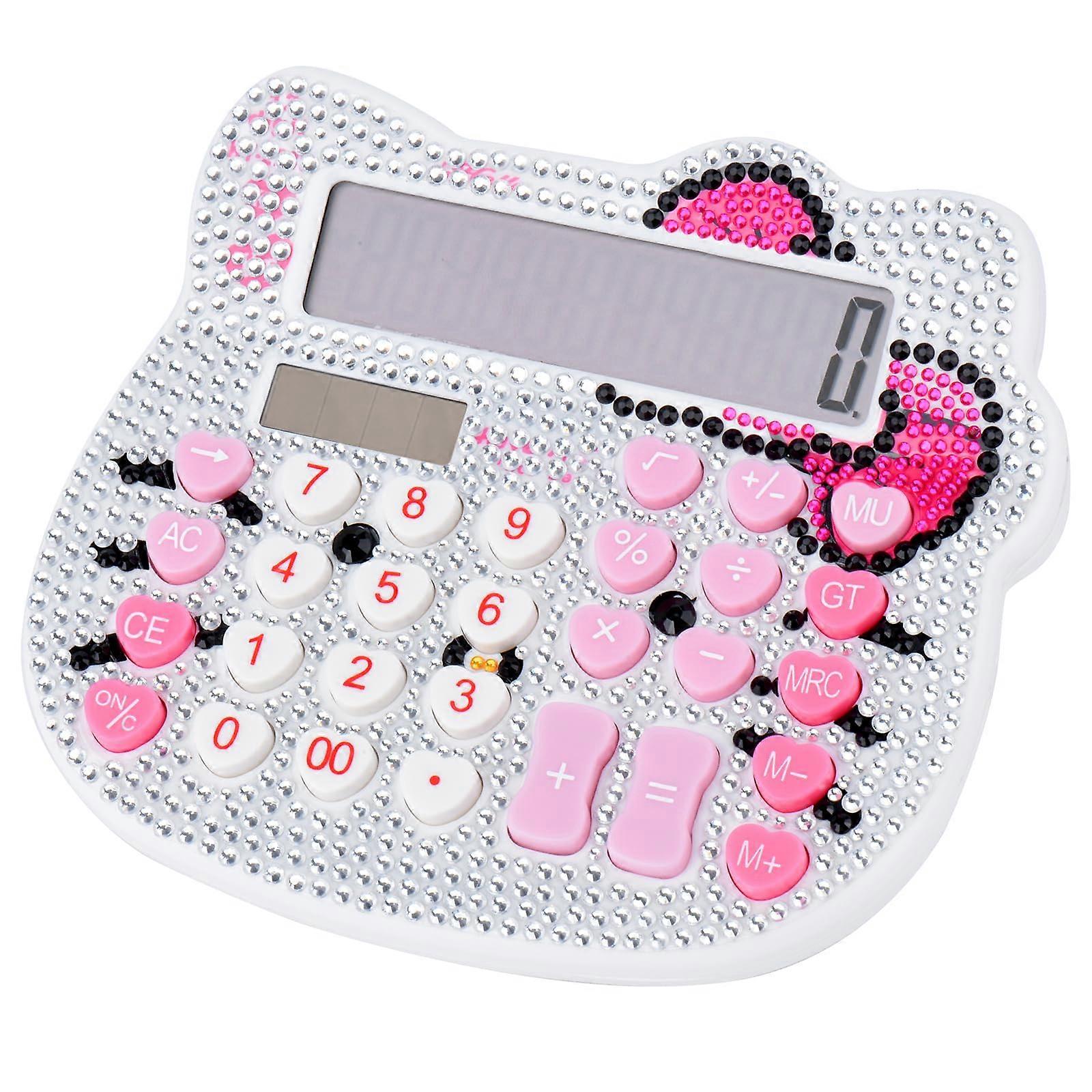 Women Calculators Desktop Calculator 12 Digit Large LCD Display Dual Power Solar Battery Standard Function White