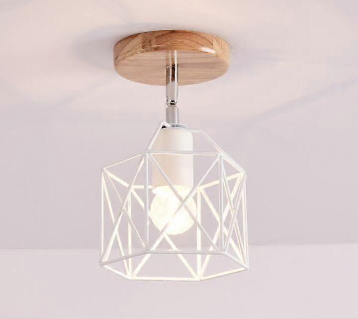 Pendant light, chandelierSimple and creative Nordic geometric pattern ceiling light (white E type - send warm light)