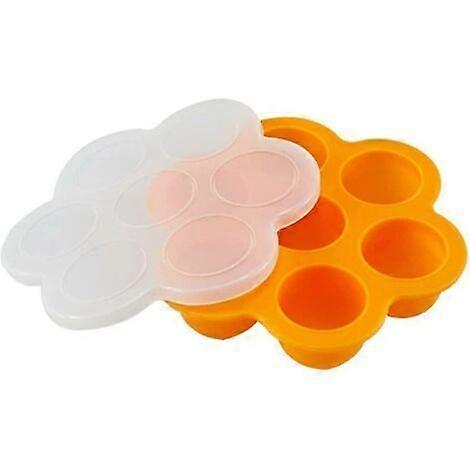 Silicone tray with compartments for baby food, Tray with lid for freezer, Bisphenol A free (orange)