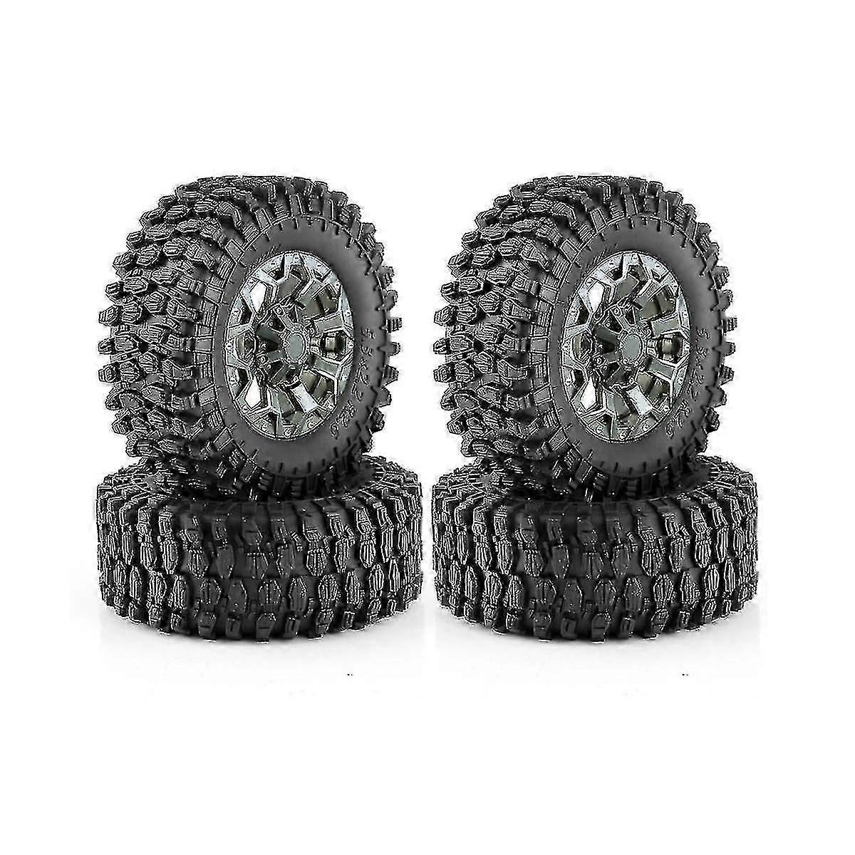 4pcs 135mm 2.6インチ金属ビードロックホイールリムゴムタイヤセット1/8 1/10 RCクローラーカーアキシャルSCX1用