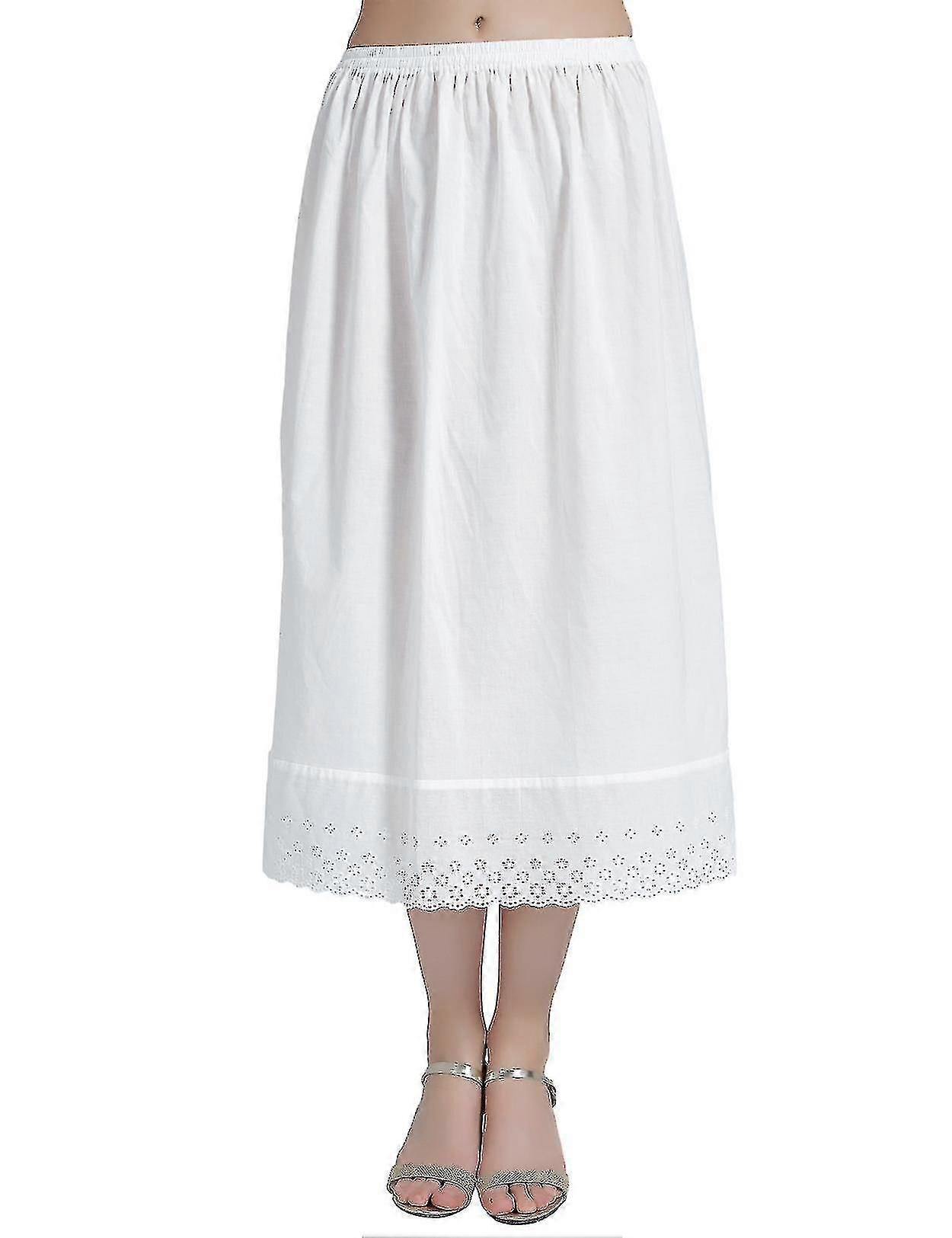 100% Cotone Mezza Slip Sottogonna Gonna Vintage Extender Con Ricamo In Pizzo HJ