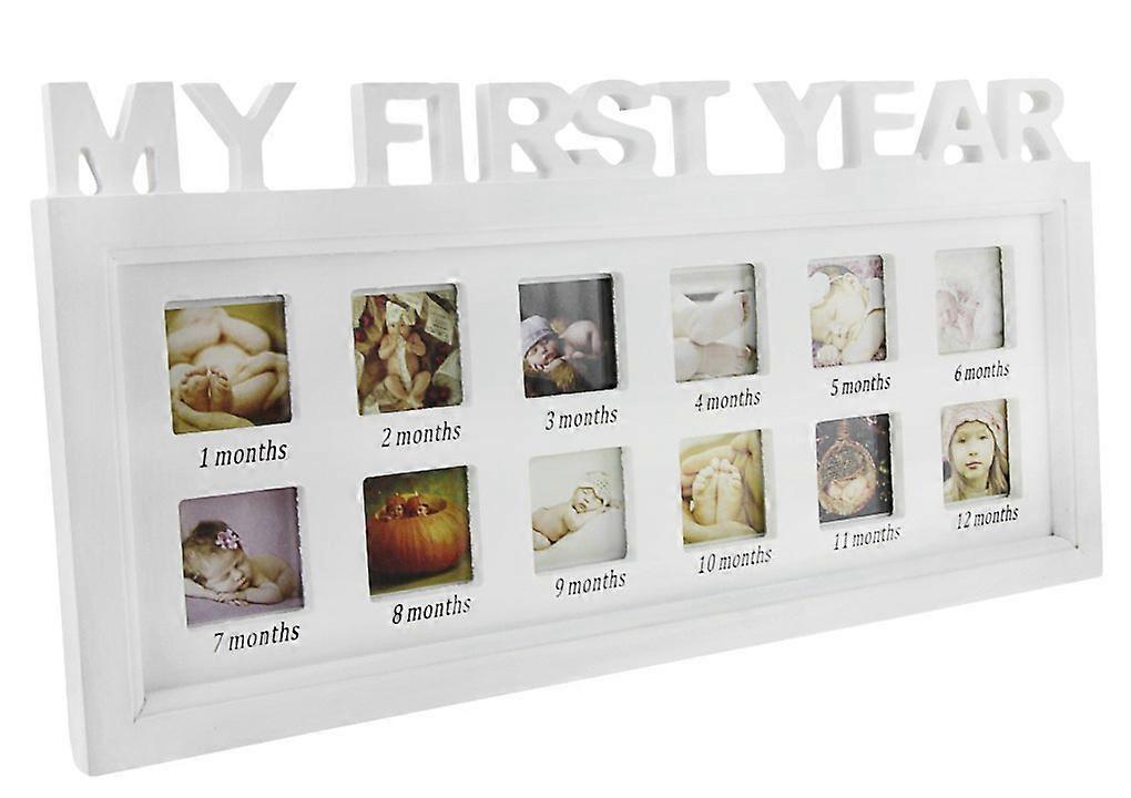 Picture Frames My First Year Photo Frame Multi Photo Keepsake With Impression Kit For Newborn Baby Girls And Boys