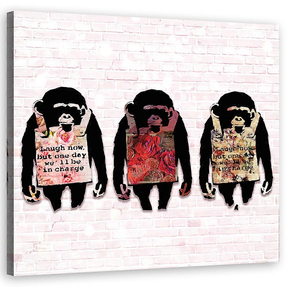 Lienzo Banksy Laughing Monkeys - 50x50