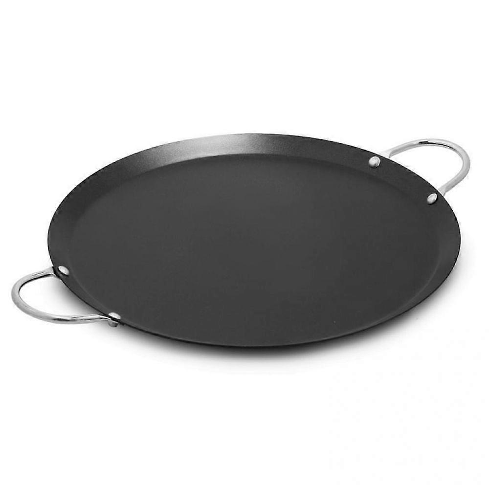23cm round carbon steel frying pan with durable metal handle, suitable for many kinds of cooking, easy to handle in the kitchen, black