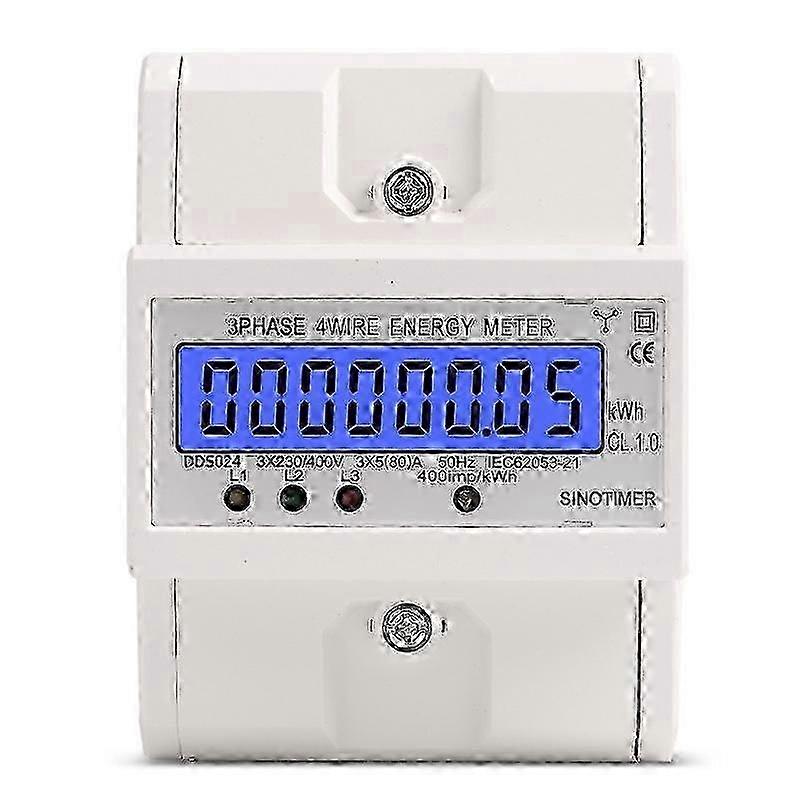 3 Meter With Lcd Backlight Display( Phase 4 Wire Energy Meter 220/380v 5-80a Energy Consumption Kwh Meter Din Rail Installation Digital Electric Power